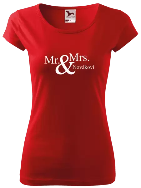 Dámské tričko Mr. & Mrs. s vlastním příjmením