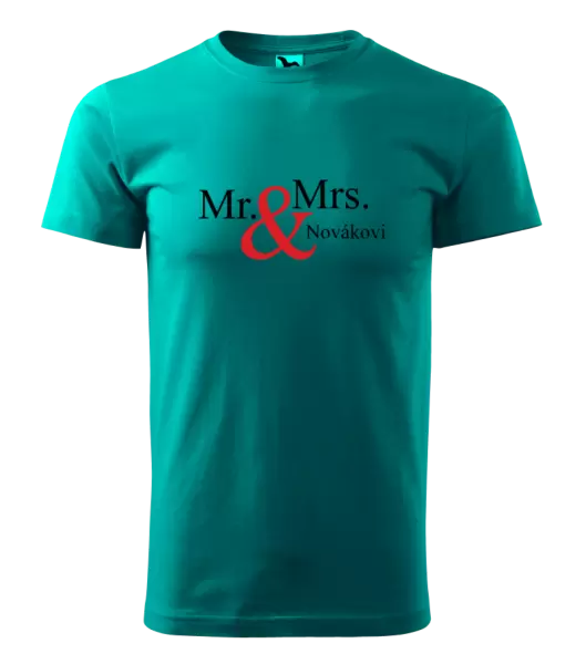 Pánské tričko Mr. & Mrs. s vlastním příjmením