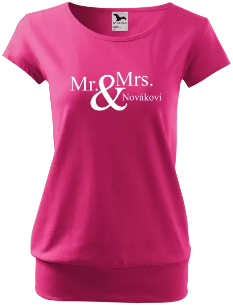 Dámské tričko Mr. & Mrs. s vlastním příjmením