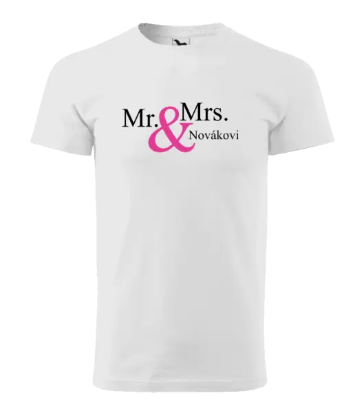 Pánské tričko Mr. & Mrs. s vlastním příjmením