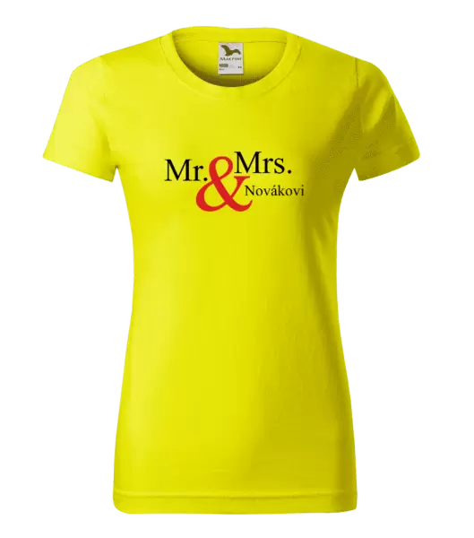 Dámské tričko Mr. & Mrs. s vlastním příjmením