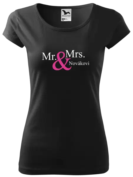Dámské tričko Mr. & Mrs. s vlastním příjmením