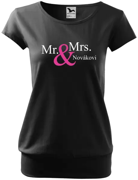 Dámské tričko Mr. & Mrs. s vlastním příjmením