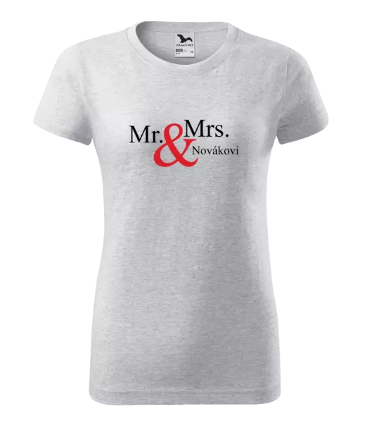 Dámské tričko Mr. & Mrs. s vlastním příjmením