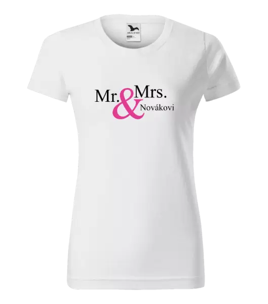Dámské tričko Mr. & Mrs. s vlastním příjmením