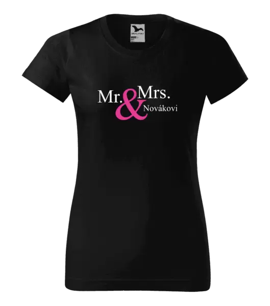 Dámské tričko Mr. & Mrs. s vlastním příjmením
