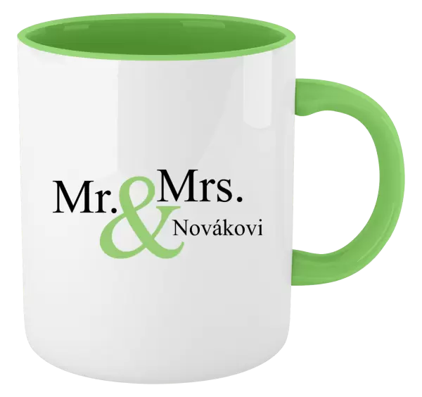 Hrnek Mr. & Mrs. s vlastním příjmením