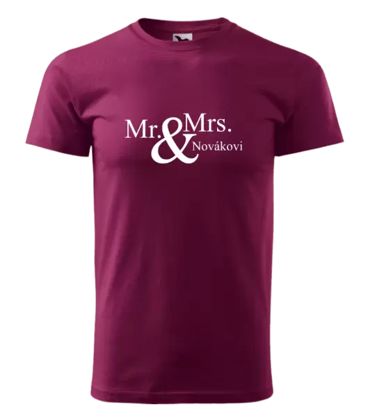 Pánské tričko Mr. & Mrs. s vlastním příjmením