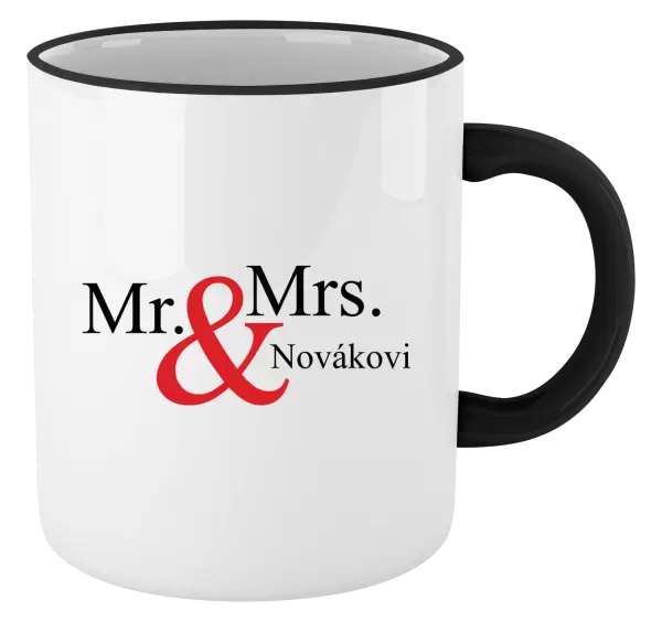 Hrnek Mr. & Mrs. s vlastním příjmením