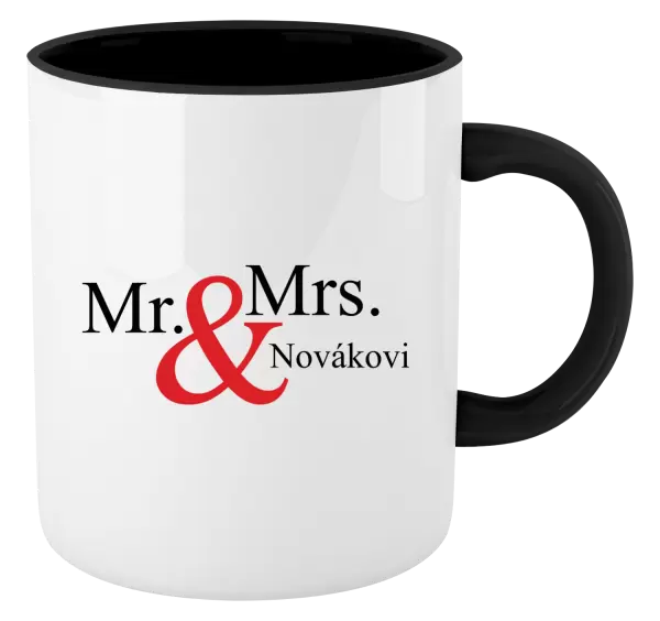 Hrnek Mr. & Mrs. s vlastním příjmením