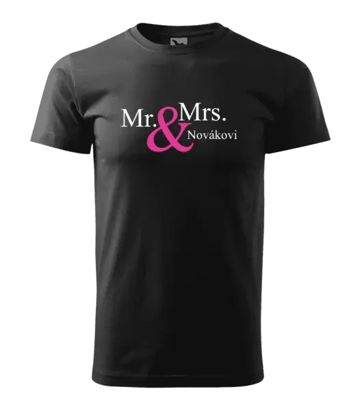 Pánské tričko Mr. & Mrs. s vlastním příjmením
