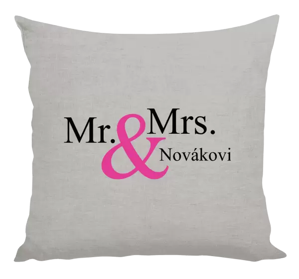 Polštář Mr. & Mrs. s vlastním příjmením