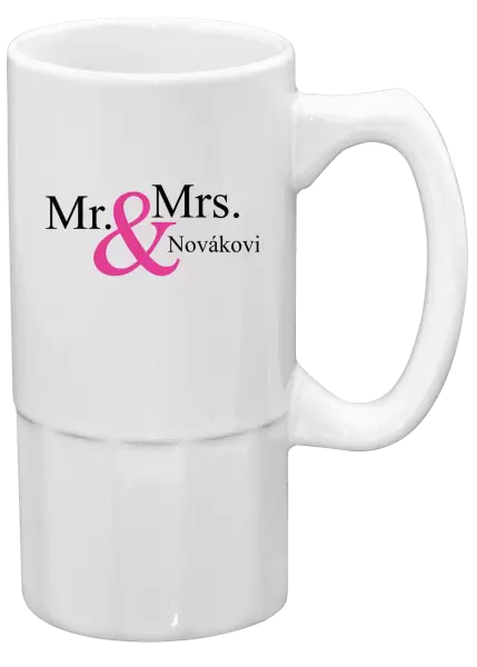 Půllitr Mr. & Mrs. s vlastním příjmením