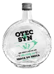 Fľaša, sklenená guľatá Otec a syn, zo srdca do srdca