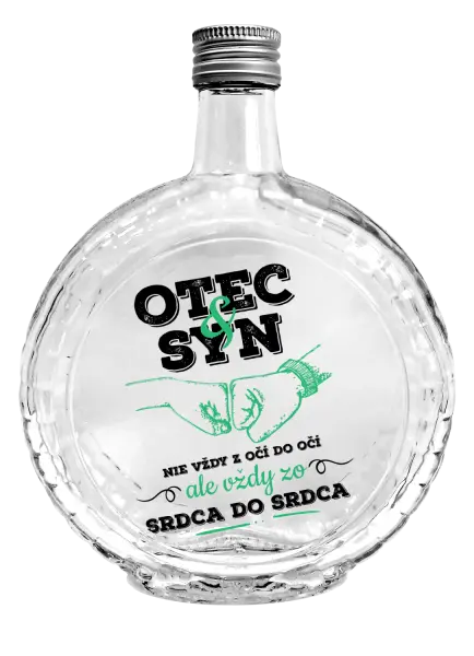 Fľaša, sklenená guľatá Otec a syn, zo srdca do srdca