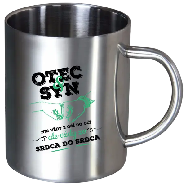 Nerezový hrnček Otec a syn, zo srdca do srdca