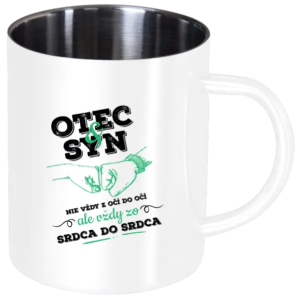 Nerezový hrnček Otec a syn, zo srdca do srdca