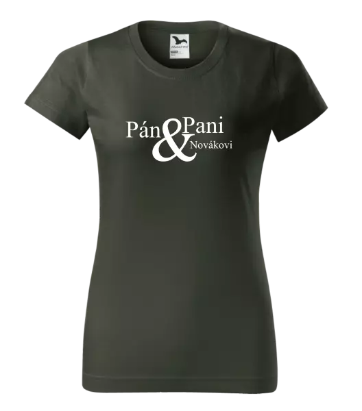 Dámske tričko Pán a pani s vlastným priezviskom