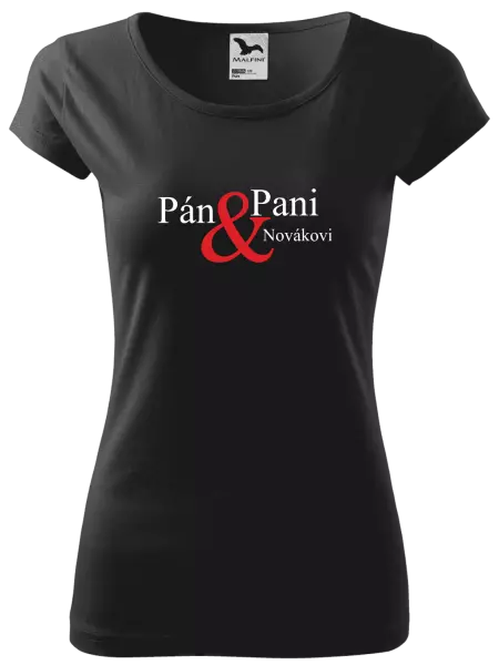 Dámske tričko Pán a pani s vlastným priezviskom