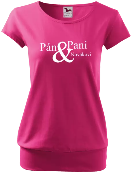 Dámske tričko Pán a pani s vlastným priezviskom