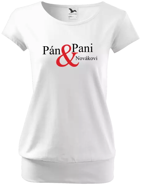 Dámske tričko Pán a pani s vlastným priezviskom