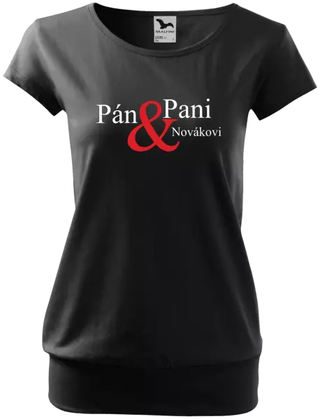 Dámske tričko Pán a pani s vlastným priezviskom
