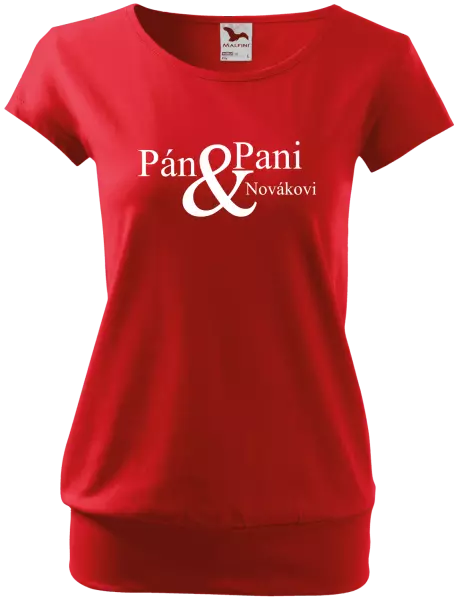 Dámske tričko Pán a pani s vlastným priezviskom