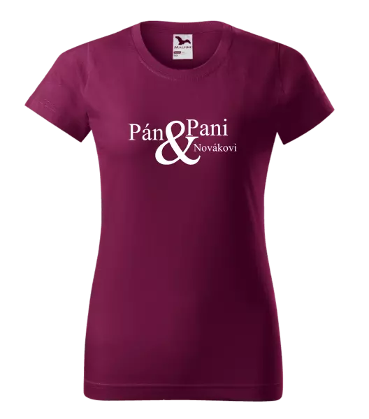 Dámske tričko Pán a pani s vlastným priezviskom