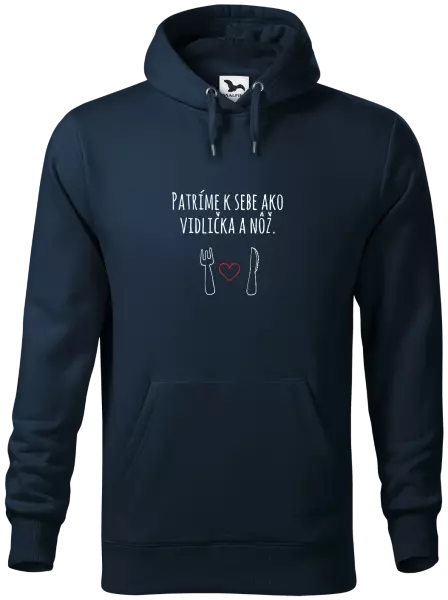 Pánska mikina Patríme k sebe ako vidlička a nôž
