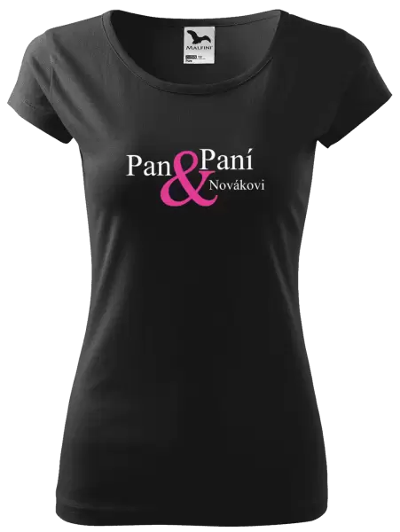 Dámské tričko Pan a Paní s vlastním příjmením