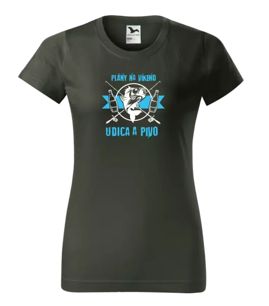 Dámske tričko Plány na víkend - udica a pivo