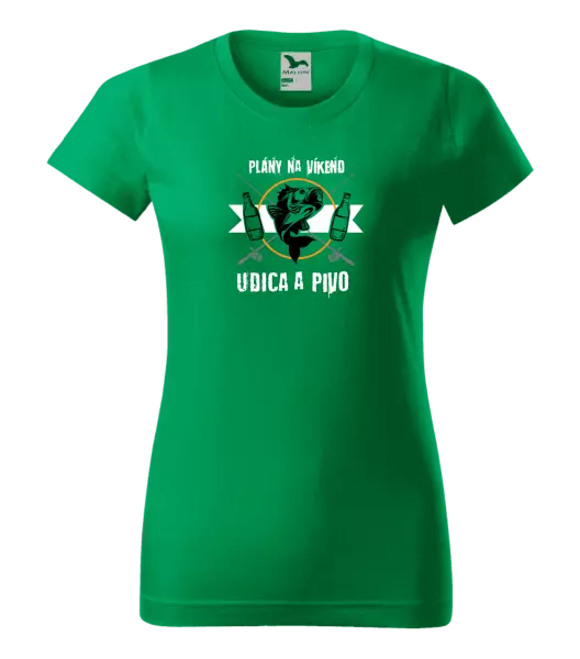 Dámske tričko Plány na víkend - udica a pivo