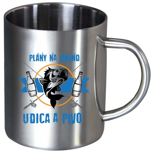 Nerezový hrnček Plány na víkend - udica a pivo