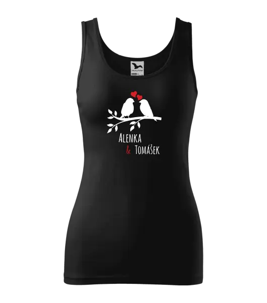 Dámske tielko Vtáčiky na vetve-vlastné mená