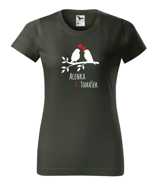 Dámske tričko Vtáčiky na vetve-vlastné mená