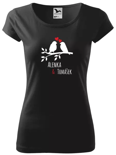 Dámske tričko Vtáčiky na vetve-vlastné mená