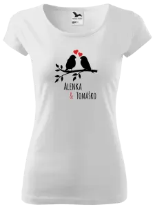 Dámske tričko Vtáčiky na vetve-vlastné mená