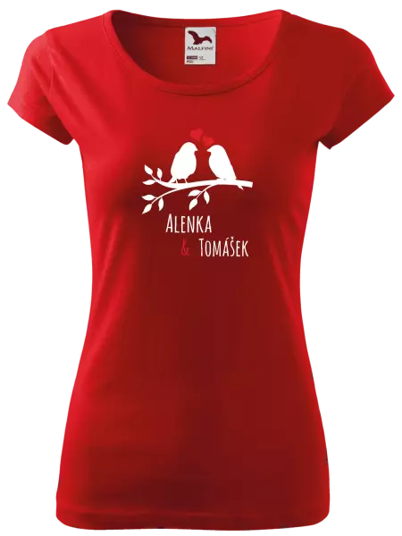 Dámske tričko Vtáčiky na vetve-vlastné mená