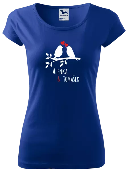 Dámske tričko Vtáčiky na vetve-vlastné mená