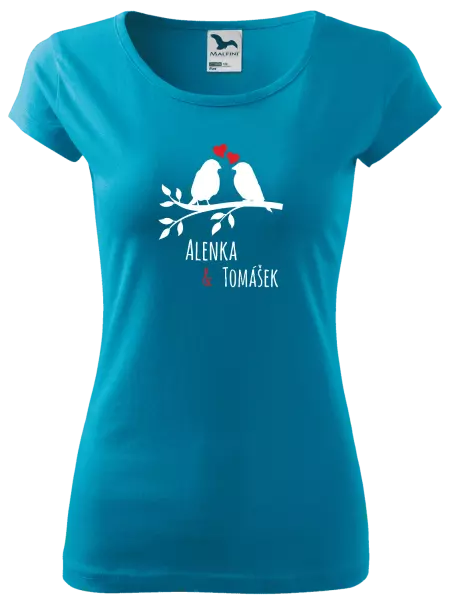 Dámske tričko Vtáčiky na vetve-vlastné mená