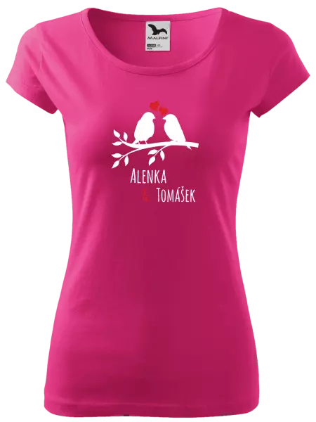 Dámske tričko Vtáčiky na vetve-vlastné mená