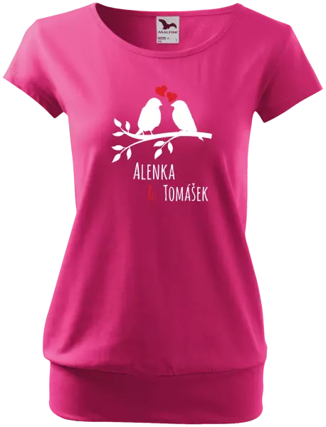 Dámske tričko Vtáčiky na vetve-vlastné mená