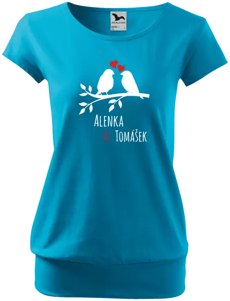 Dámske tričko Vtáčiky na vetve-vlastné mená