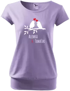 Dámske tričko Vtáčiky na vetve-vlastné mená