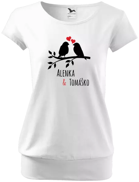 Dámske tričko Vtáčiky na vetve-vlastné mená