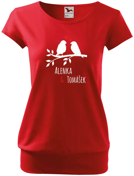 Dámske tričko Vtáčiky na vetve-vlastné mená