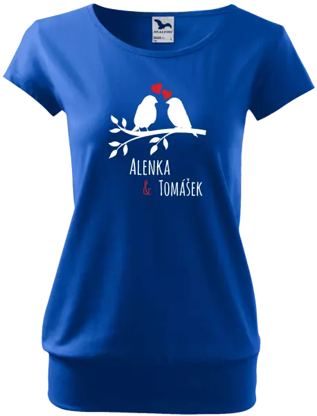 Dámske tričko Vtáčiky na vetve-vlastné mená