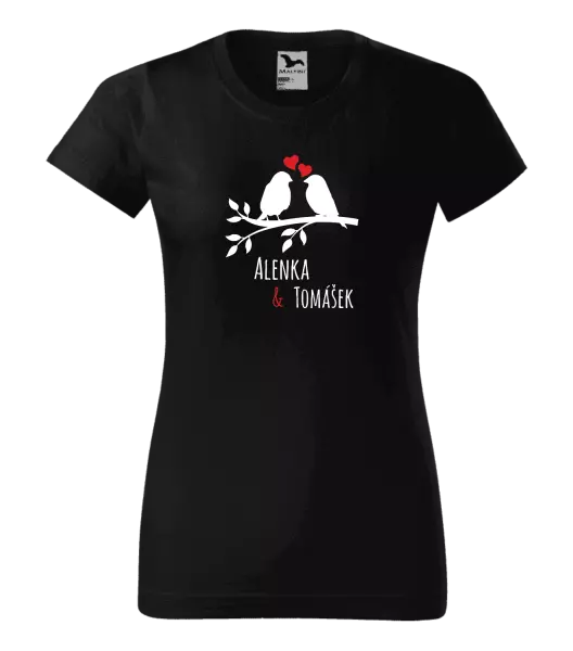 Dámske tričko Vtáčiky na vetve-vlastné mená