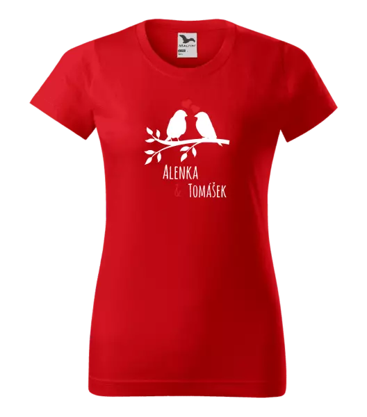Dámske tričko Vtáčiky na vetve-vlastné mená