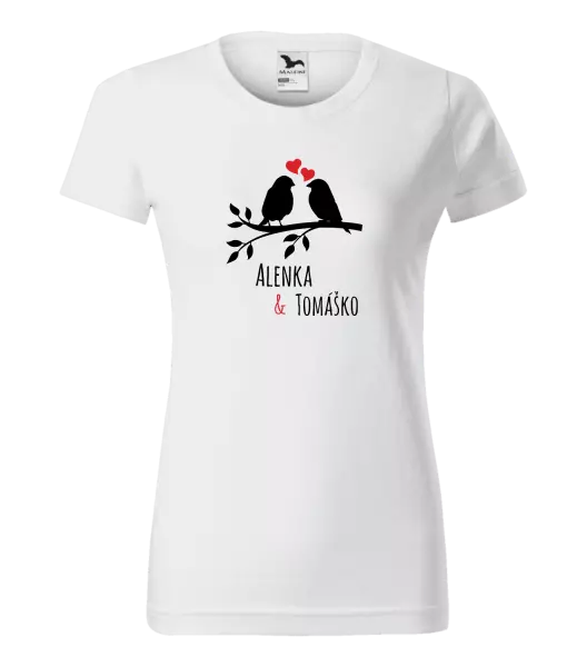 Dámske tričko Vtáčiky na vetve-vlastné mená